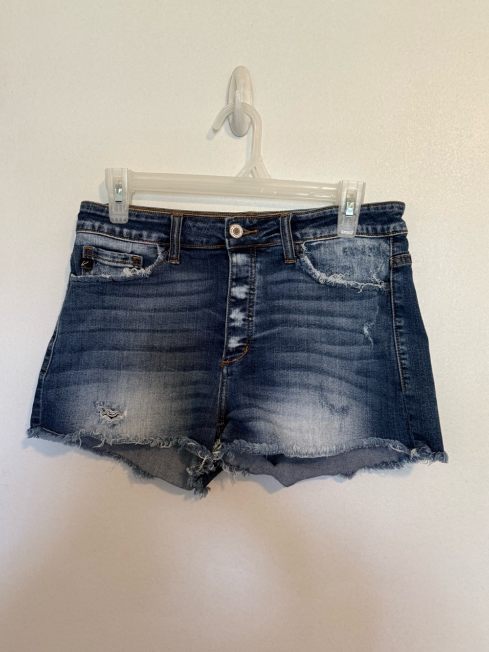 KanCan Distressed Dark Blue Denim Shorts
